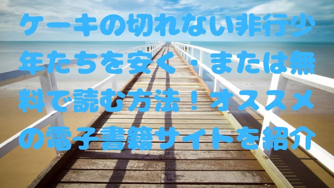 ケーキの切れない非行少年たちを安く または無料で読む方法 オススメの電子書籍サイトを紹介 電子書籍ドットコム